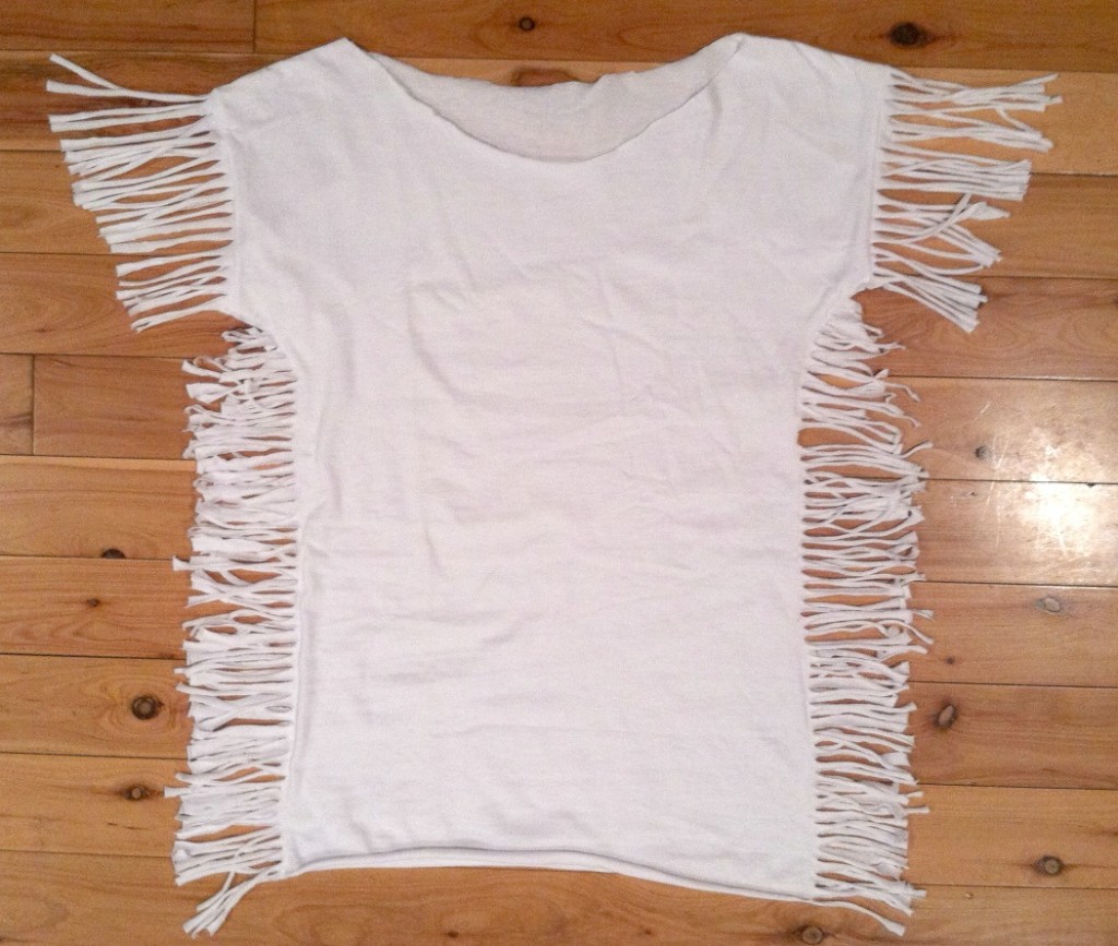 t shirt with fringe at bottom