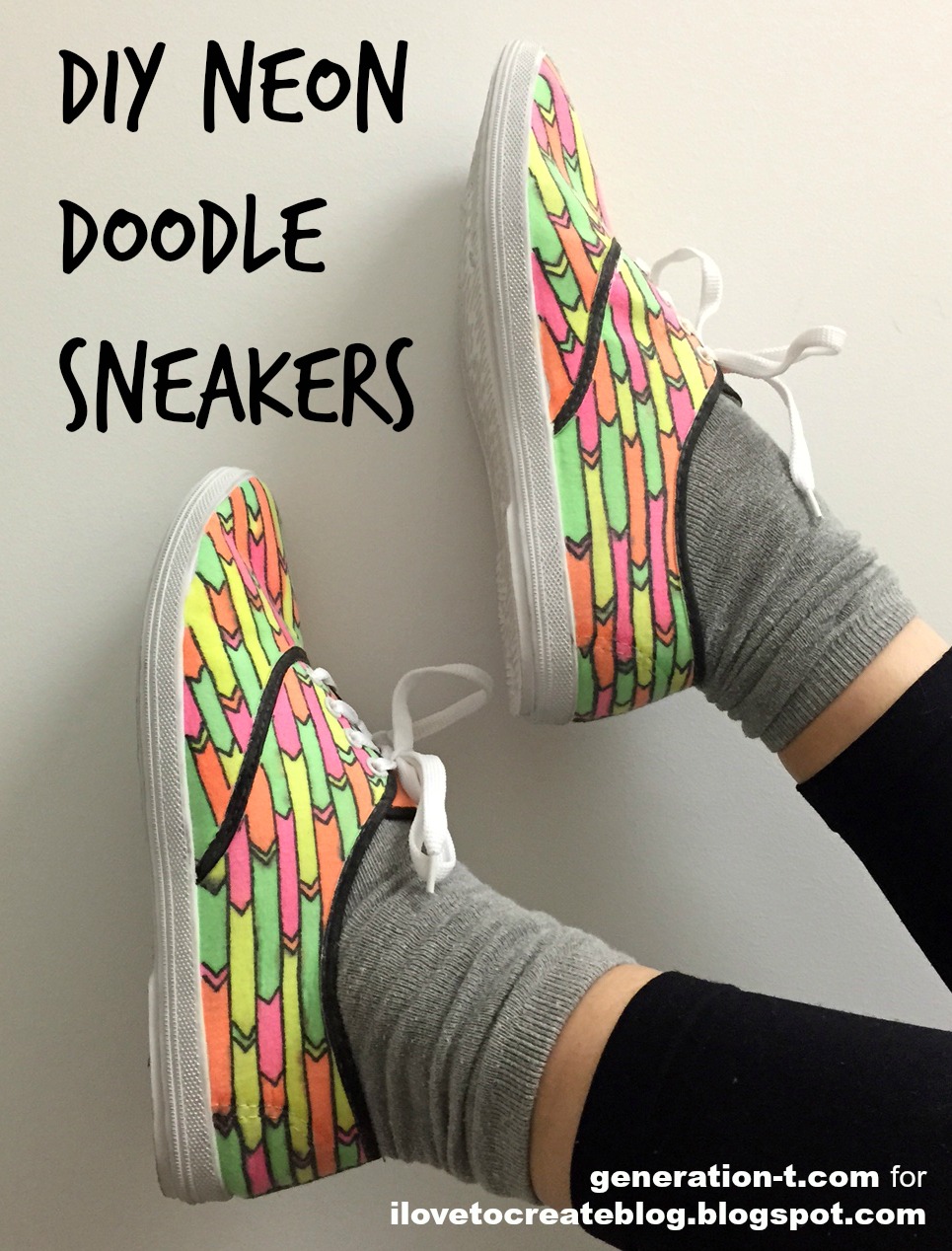 iLoveToCreate Blog: Neon Doodle Sneakers